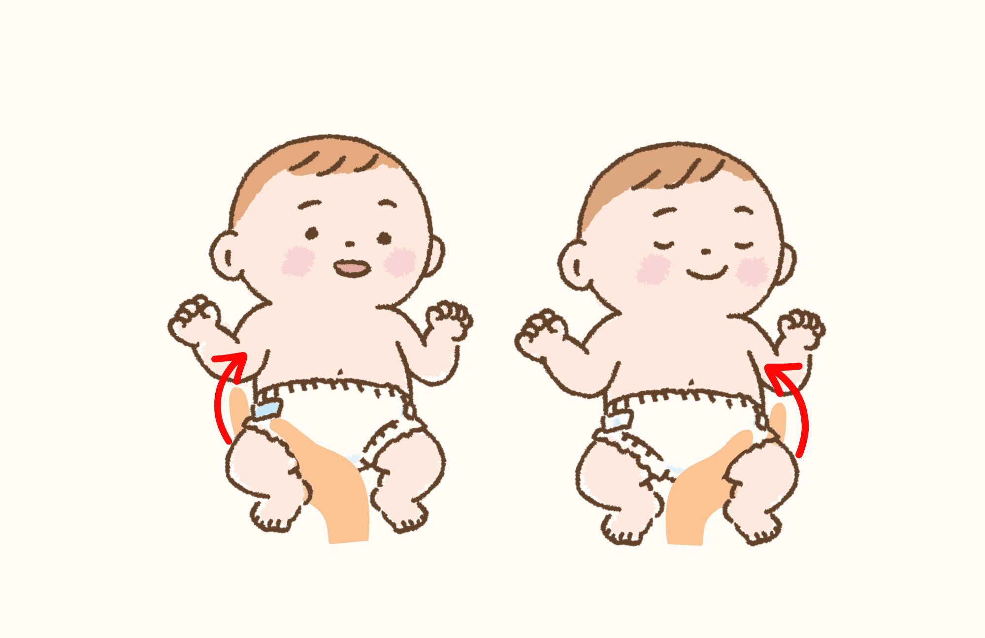 赤ちゃんの足を交互に動かしているイラスト